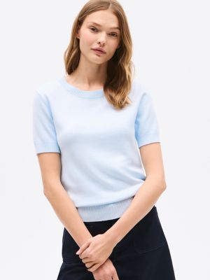 Lightweight Short-Sleeve Sweater, Keepsake Blue