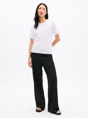 Lightweight Short-Sleeve Sweater, Ecru