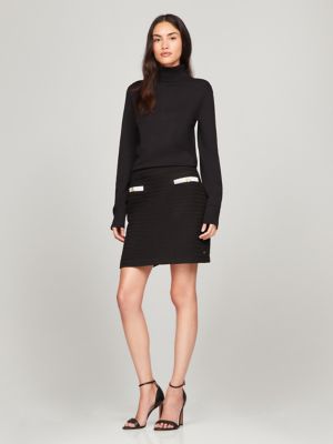 Solid Slim Fit Turtleneck Sweater, Black