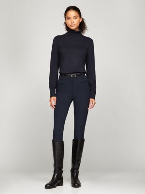 Solid Slim Fit Turtleneck Sweater, Navy