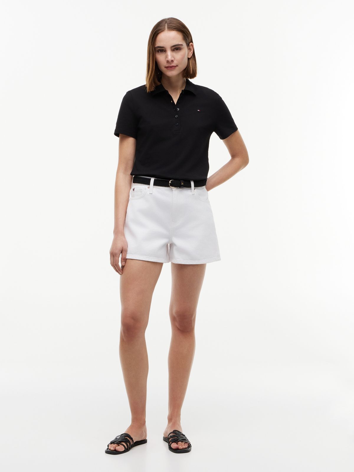 Classic Fit Stretch Cotton Polo — Black