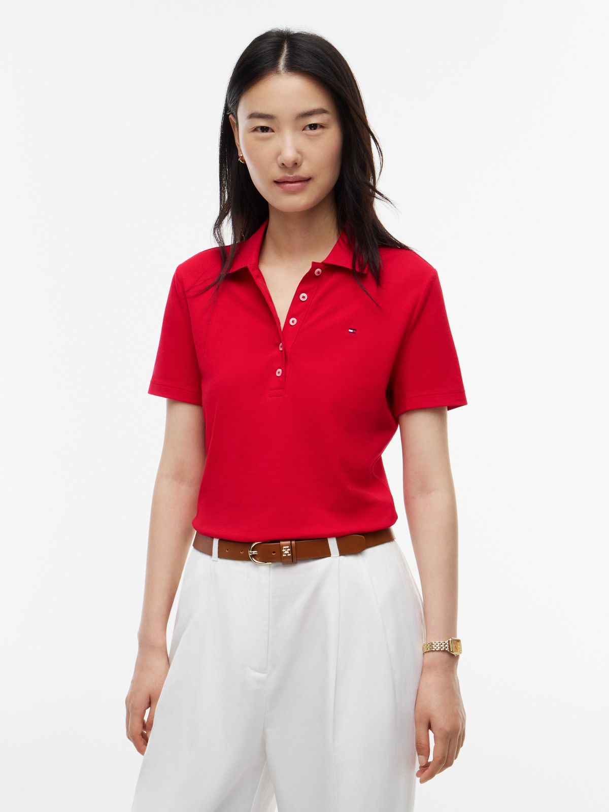 Classic Fit Stretch Cotton Polo — Primary Red