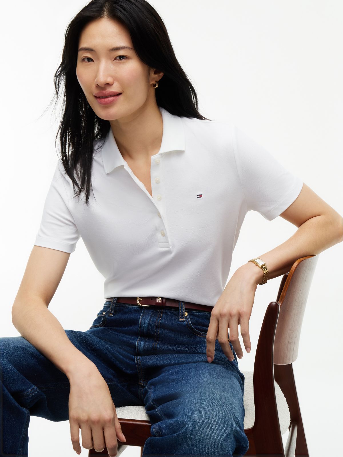 Classic Fit Stretch Cotton Polo — Optic White