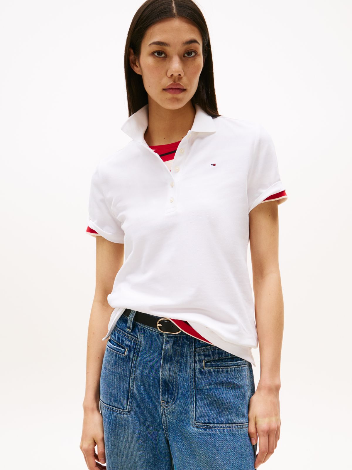 Classic Fit Stretch Cotton Polo — Optic White