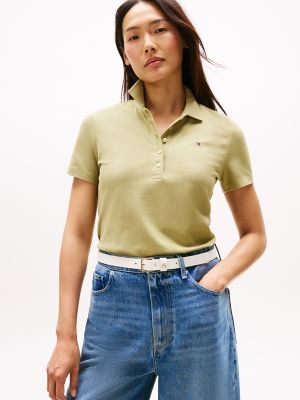 Polo en coton extensible, olive délavé