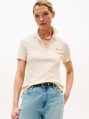 Stretch-Cotton Polo, Beige Heather