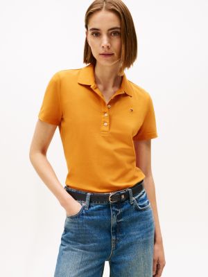 Stretch-Cotton Polo, Autumn Orange