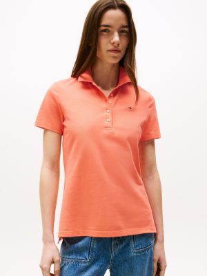 Stretch-Cotton Polo, Peach Dusk