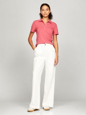 Stretch-Cotton Polo, Light Crimson