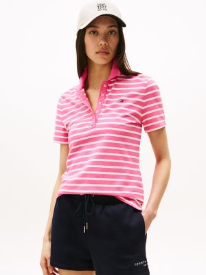 Slim Fit Stripe Stretch-Cotton Polo, Fandango Pink Multi