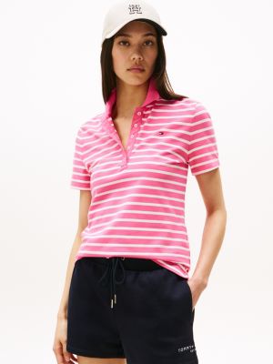 Slim Fit Stripe Stretch-Cotton Polo, Fandango Pink Multi Stripe