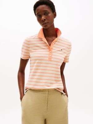 Slim Fit Stripe Stretch-Cotton Polo, Peach Dusk Multi Stripe