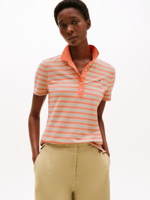 Slim Fit Stripe Stretch-Cotton Polo, Peach Dusk Multi Stripe
