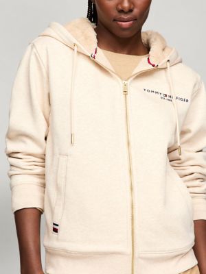 Faux-Fur Lined Tommy Logo Zip Hoodie | Tommy Hilfiger USA
