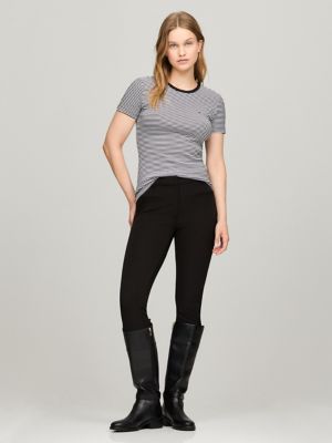 Stripe Crewneck Favorite T-Shirt, Black/Optic White Multi