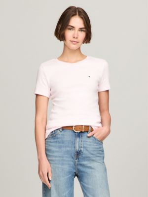 Stripe Crewneck Favorite T-Shirt, Icy Pink Multi