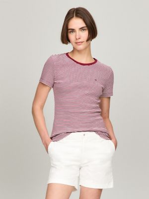 Stripe Crewneck Favorite T-Shirt, Rouge Multi