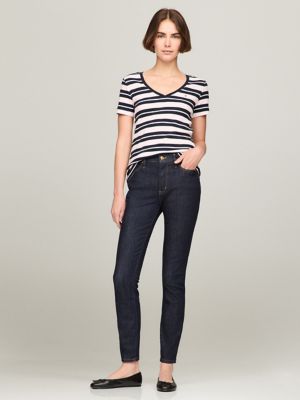 Stripe V-Neck Favorite T-Shirt, Icy Pink Multi