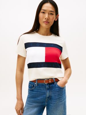 Bold Flag Logo Crewneck T-Shirt, Country Ivory Heather
