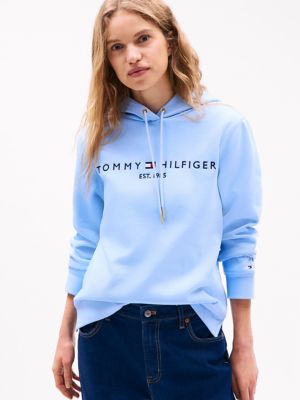 Embroidered Tommy Logo Hoodie, Vessel Blue