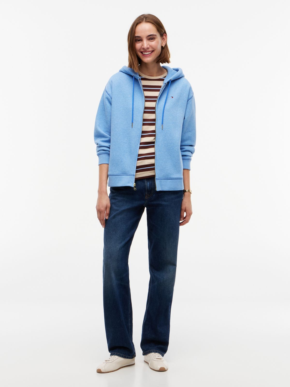 Relaxed Fit Zip Hoodie — Blue Orbit