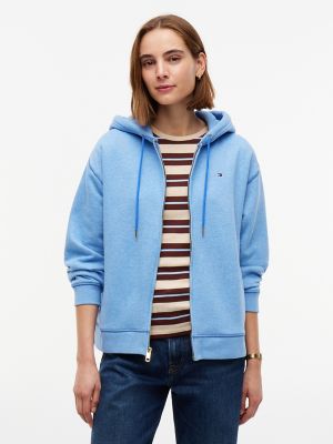 Relaxed Fit Zip Hoodie, Blue Orbit
