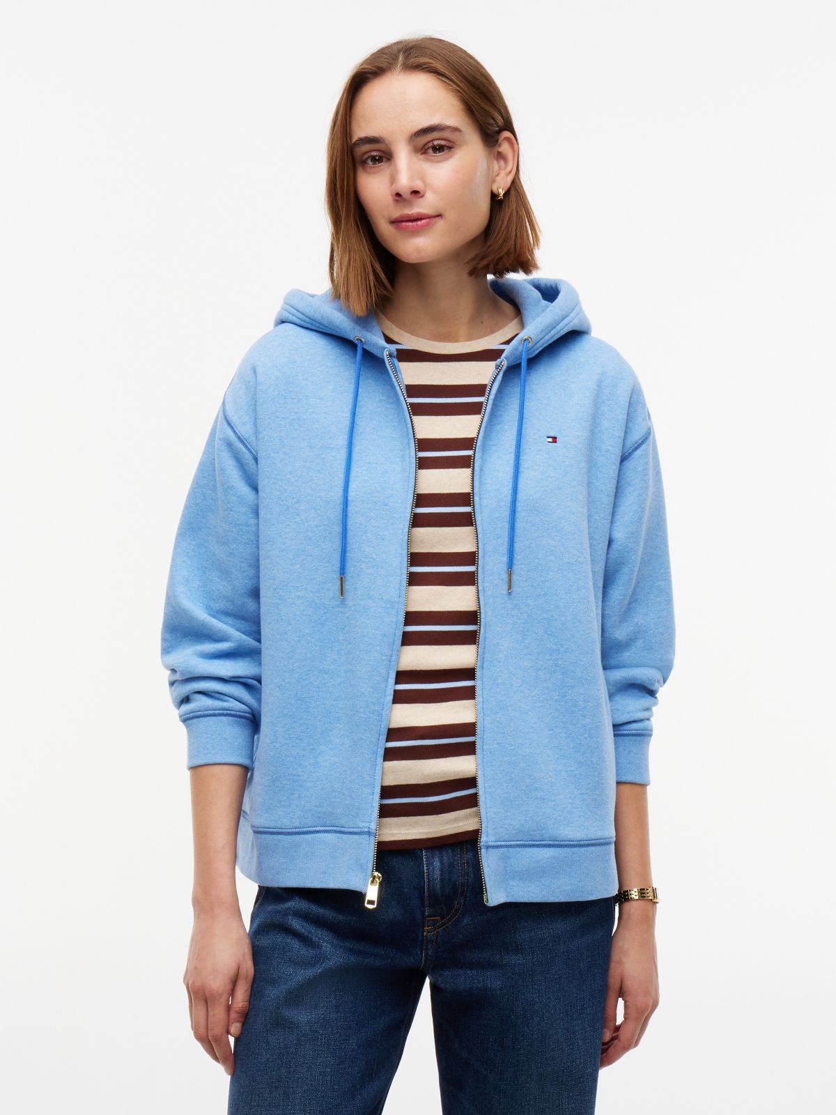 Relaxed Fit Zip Hoodie — Blue Orbit