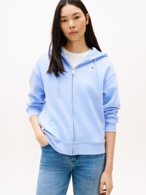 Relaxed Fit Zip Hoodie, Light Blue