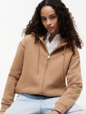 Женское худи Tommy Hilfiger Relaxed Fit Zip, цвет: Верблюжий — фото 3