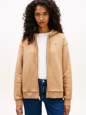 Relaxed Fit Zip Hoodie, Iconic Camel
