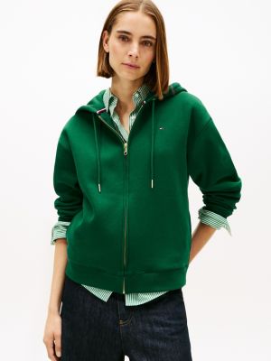 Relaxed Fit Zip Hoodie, Ornamental Green