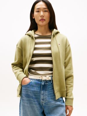 Relaxed Fit Plush-Lined Zip Hoodie, Faded Olive