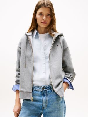 Tommy hilfiger grey hoodie womens sale