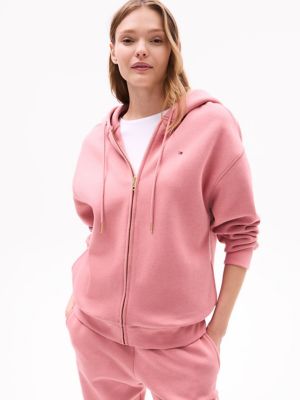 Relaxed Fit Plush-Lined Zip Hoodie, Teaberry Blossom