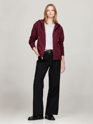 Relaxed Fit Zip Hoodie, Deep Rouge