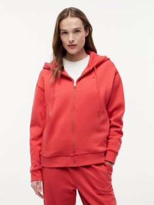 Relaxed Fit Zip Hoodie, Vintage Red