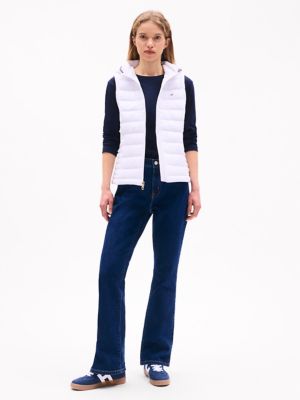 Lightweight Hooded Puffer Vest, Optic White