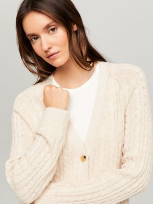 Cable Knit Wool-Blend V-Neck Cardigan | Tommy Hilfiger USA