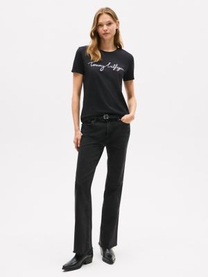 Embroidered Signature Crewneck T-Shirt, Black