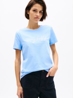 Embroidered Signature Crewneck T-Shirt, Vessel Blue