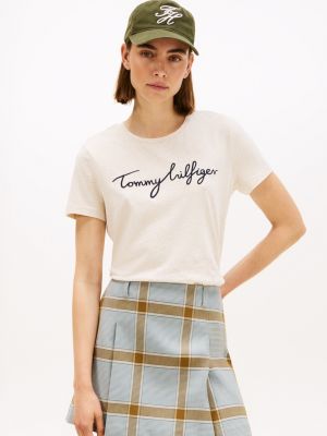 Embroidered Signature Crewneck T-Shirt, Beige Heather