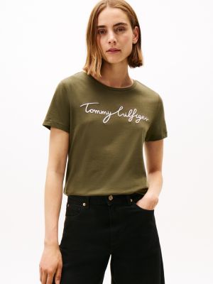 Embroidered Signature Crewneck T-Shirt, Platinum Olive