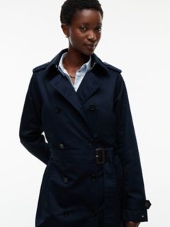 Double-Breasted Belted Trench Coat — Navy 2
