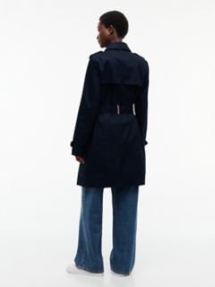 Double-Breasted Belted Trench Coat — Navy 5