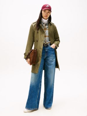 Double-Breasted Belted Trench Coat, Utility Olive