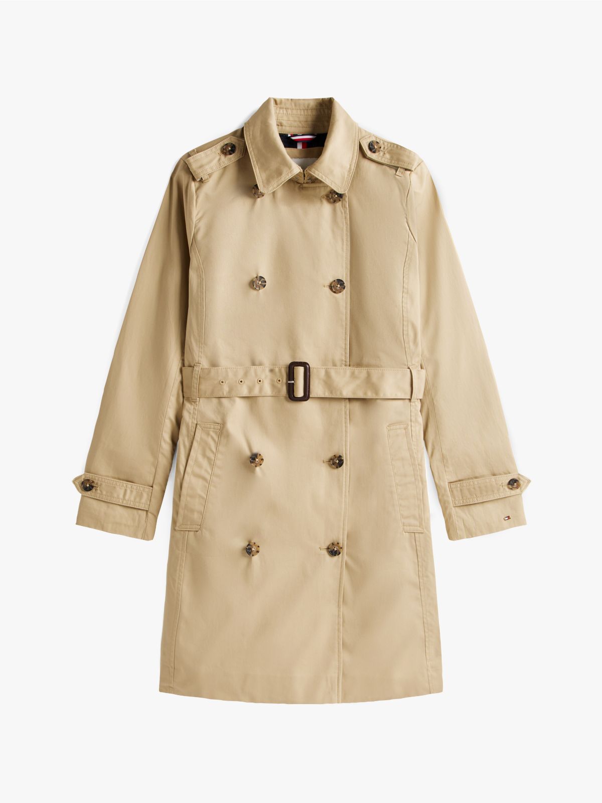 Double-Breasted Belted Trench Coat — Travertine