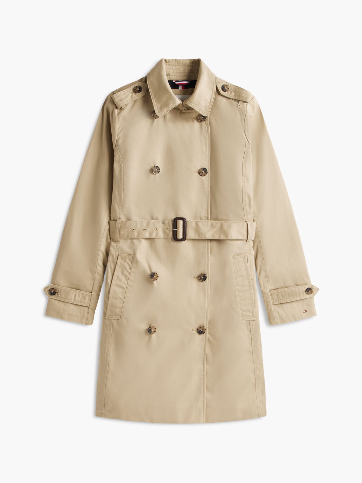 Double-Breasted Belted Trench Coat — Travertine