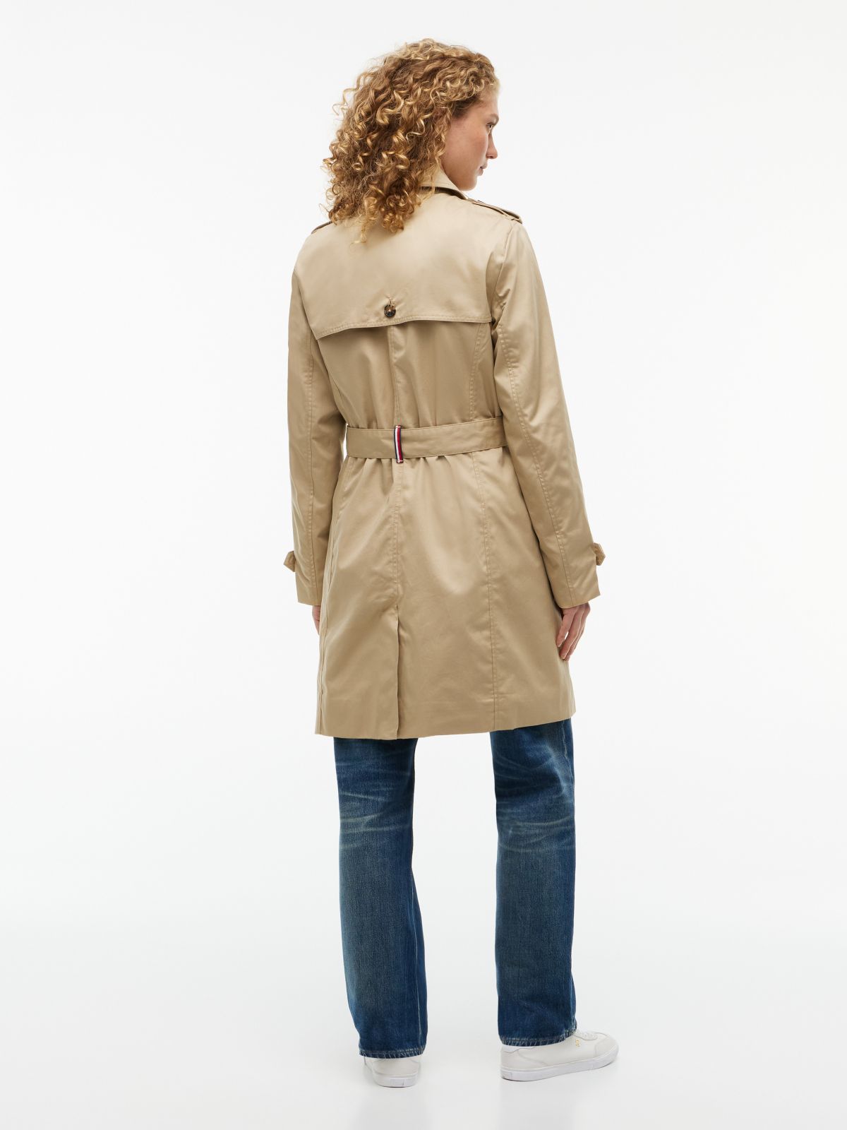 Double-Breasted Belted Trench Coat — Travertine