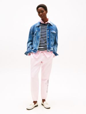 Embroidered Tommy Logo Sweatpant, Light Pink