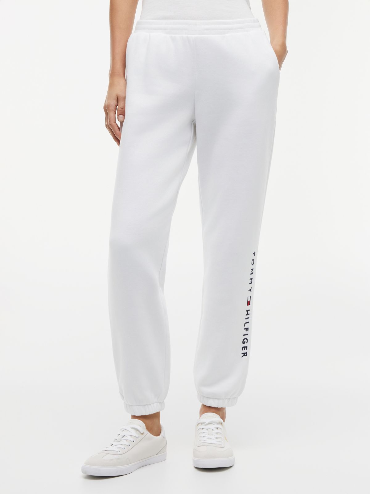 Embroidered Tommy Logo Sweatpant — Optic White